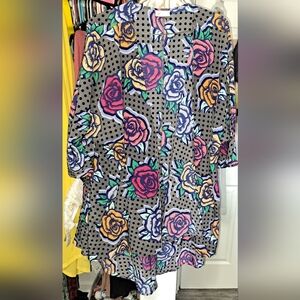 Lularoe floral rose dot colorful Kimono cover up summer spring roses dots medium